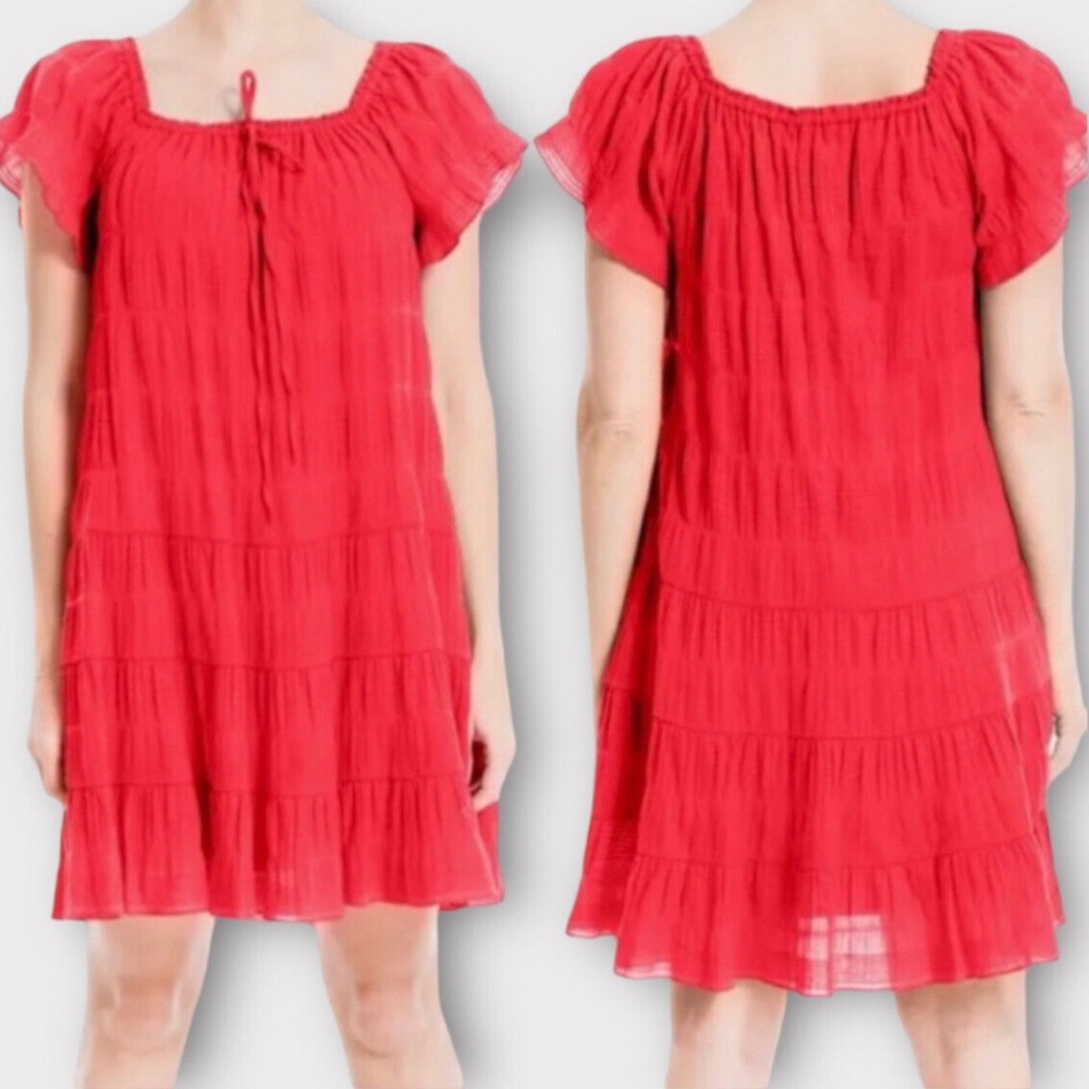 Max Studio Women’s Dress; Flutter Sleeve; large; red; NWT